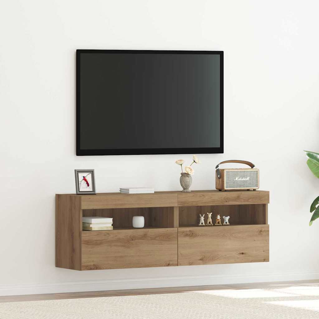 vidaXL Tv-wandmeubel met LED-verlichting 40x30x40 cm bruin eikenkleur