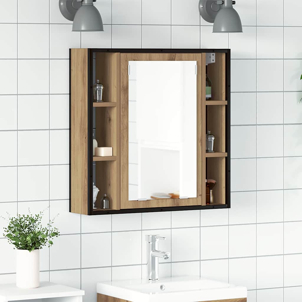 vidaXL Badkamerspiegelkast 60x16x60 cm bewerkt hout zwart