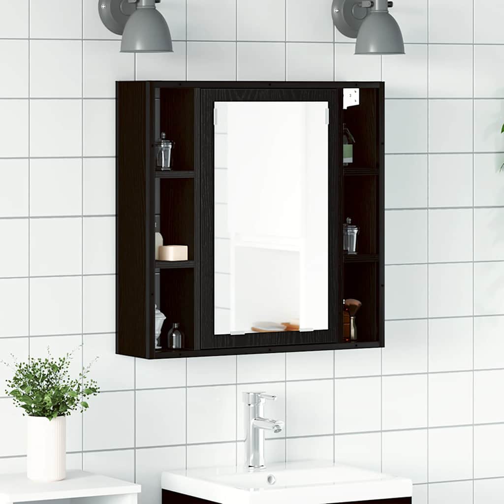 vidaXL Badkamerspiegelkast 60x16x60 cm bewerkt hout zwart