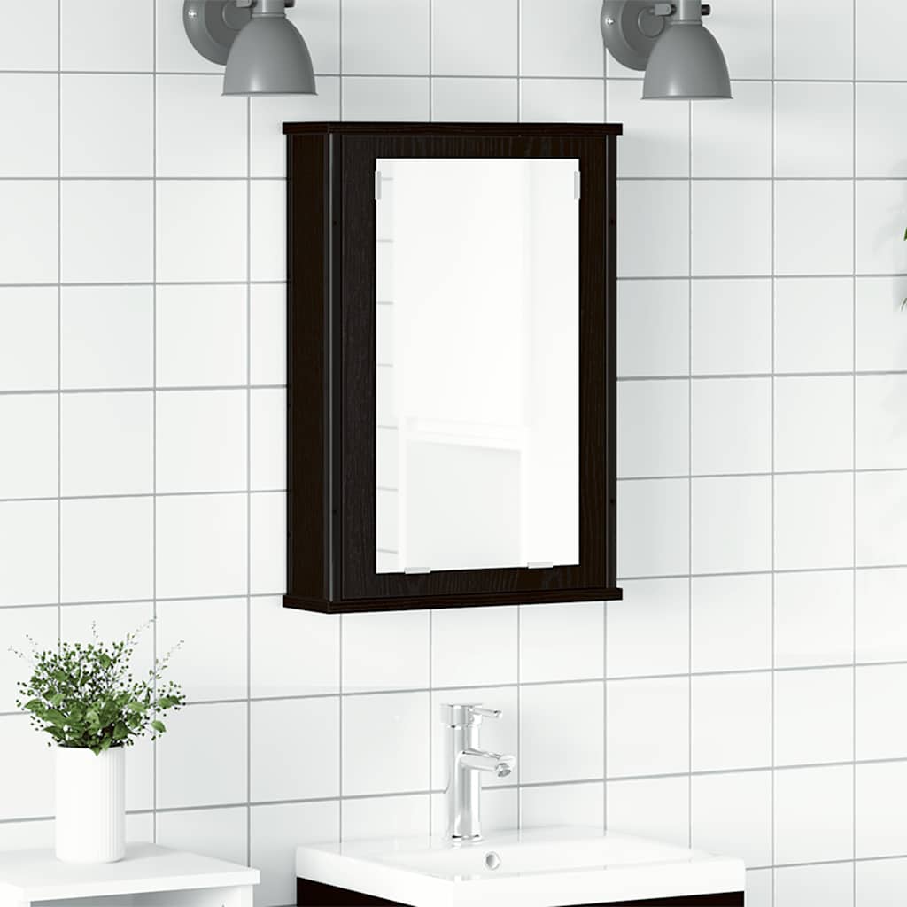vidaXL Badkamerspiegelkast 42x12x60 cm bewerkt hout zwart