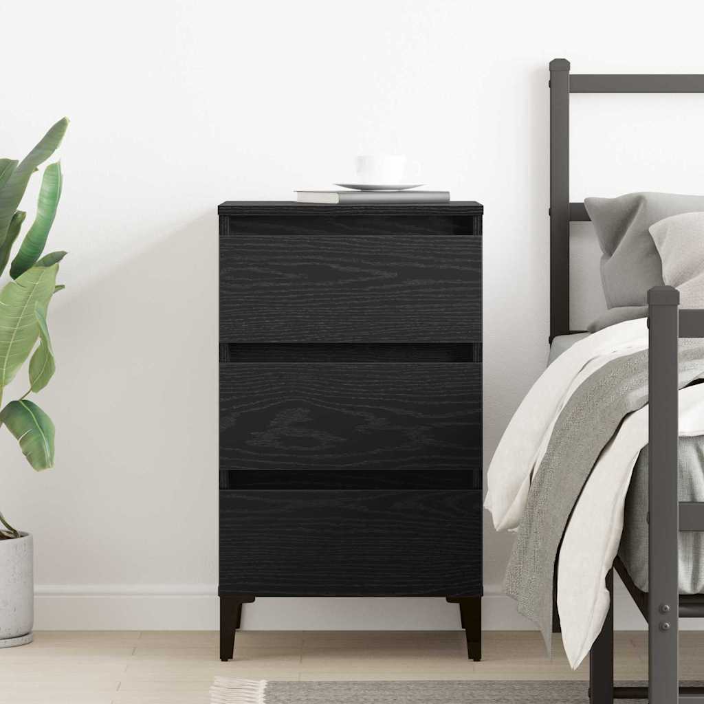 vidaXL Nightstand with metal legs 40x35x69 cm white