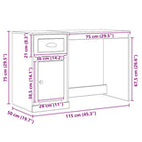 vidaXL Bureau met lade 115x50x75 cm bewerkt hout wit