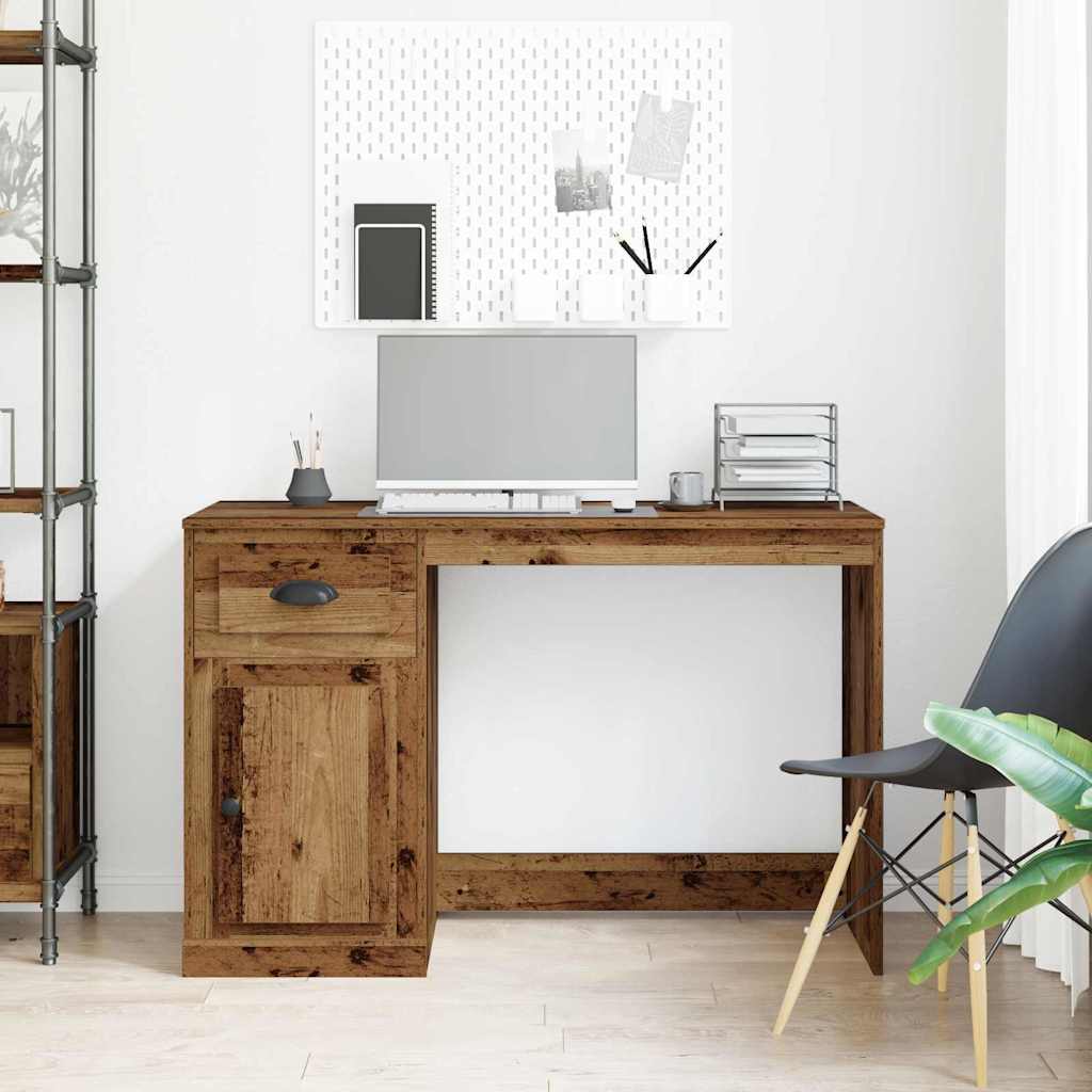 vidaXL Bureau met lade 115x50x75 cm bewerkt hout wit