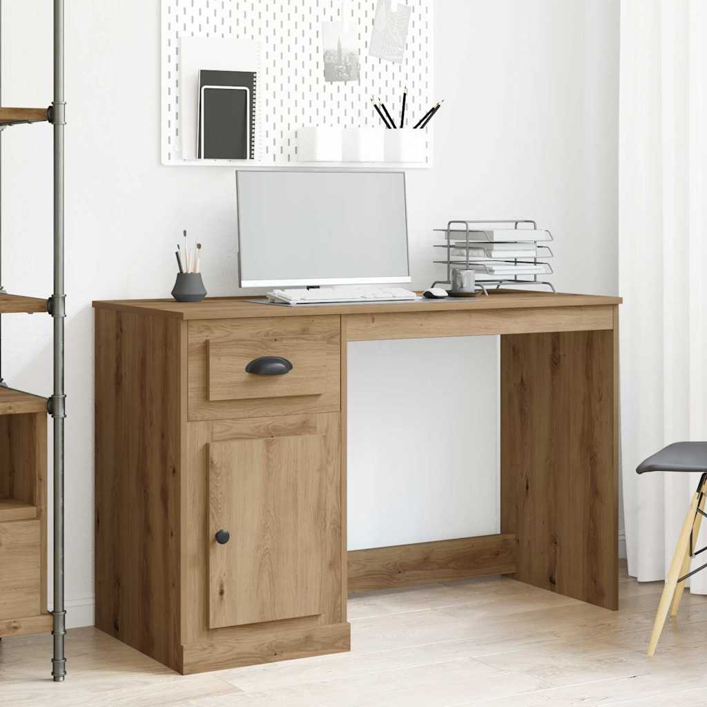 vidaXL Bureau met lade 115x50x75 cm bewerkt hout wit