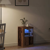 vidaXL Bijzetkast met LED-verlichting bewerkt hout wit