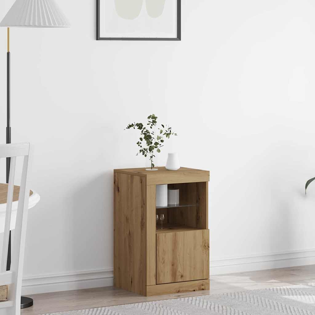 vidaXL Bijzetkast met LED-verlichting bewerkt hout wit