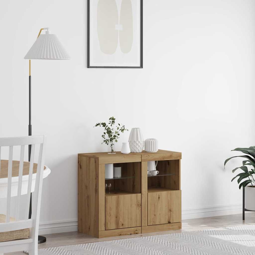 vidaXL Bijzetkast met LED-verlichting bewerkt hout wit