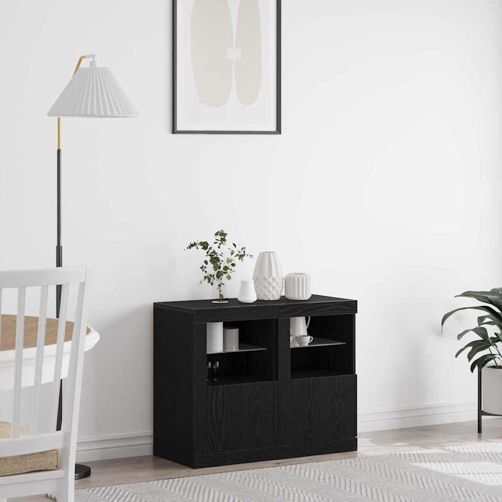 vidaXL Bijzetkast met LED-verlichting bewerkt hout wit