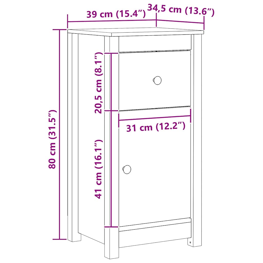 vidaXL Dressoir 70x35x80 cm massief grenenhout