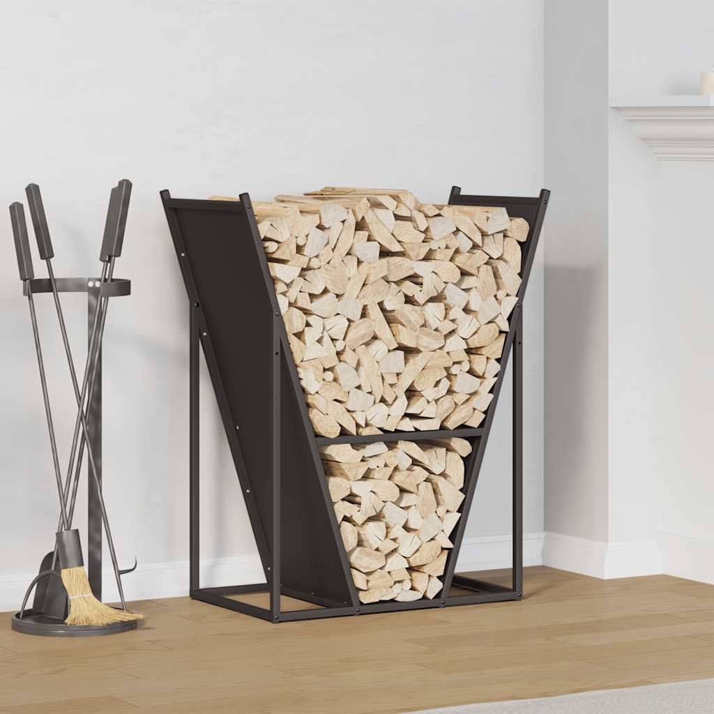 vidaXL Brandhoutrek 69,5x35x81 cm koudgewalst staal zwart
