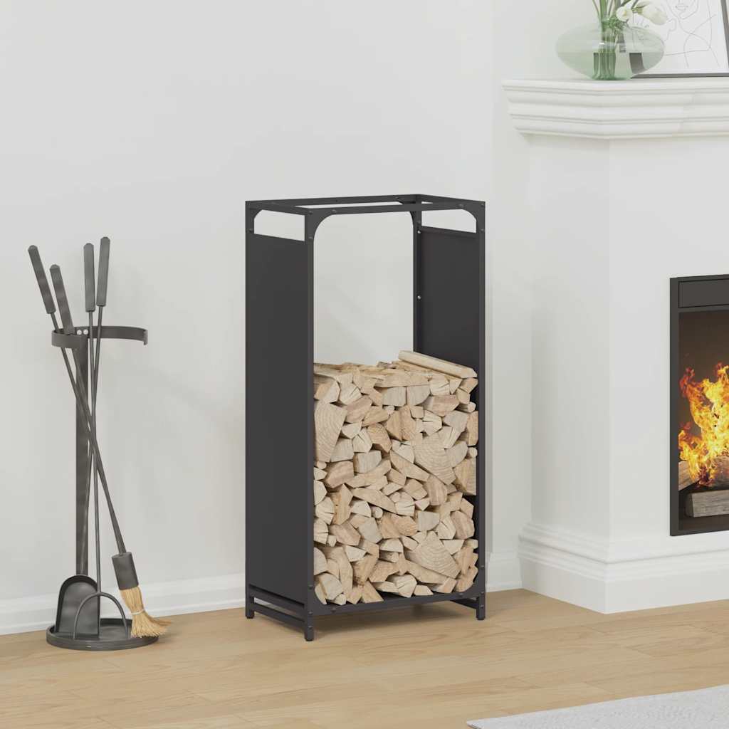 vidaXL Brandhoutrek 44x28x65 cm koudgewalst staal zwart