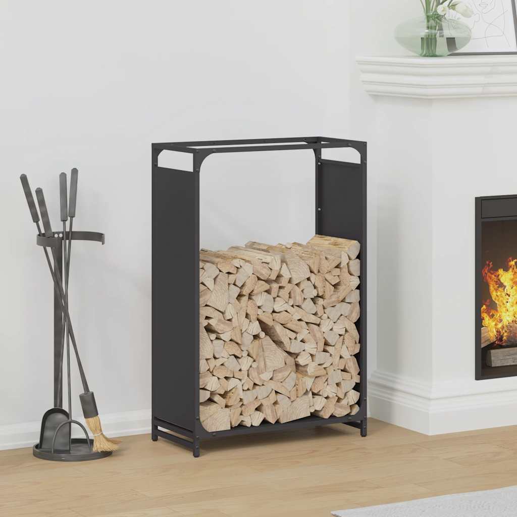 vidaXL Brandhoutrek 44x28x65 cm koudgewalst staal zwart