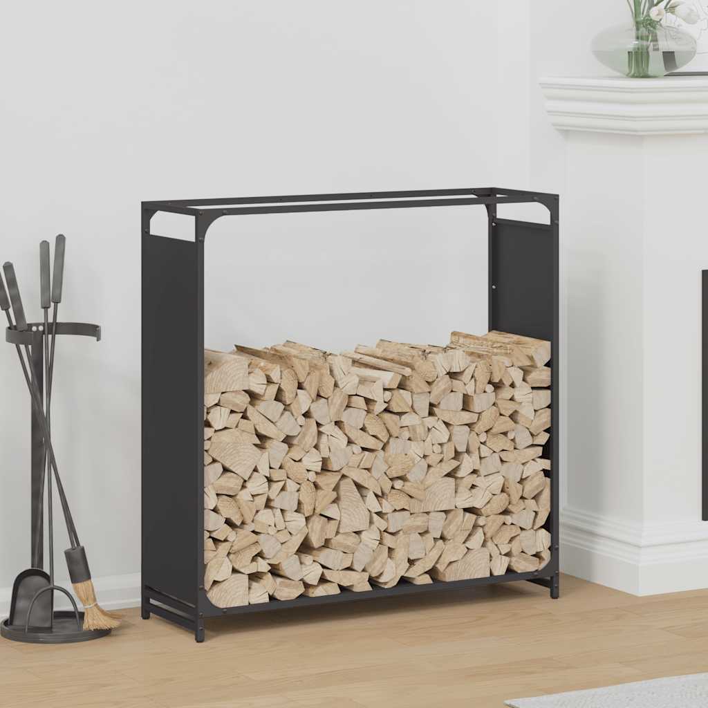 vidaXL Brandhoutrek 44x28x65 cm koudgewalst staal zwart