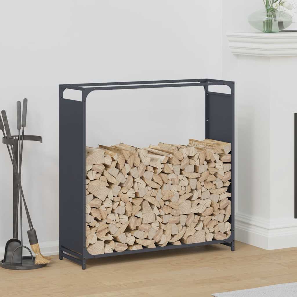 vidaXL Brandhoutrek 44x28x65 cm koudgewalst staal zwart