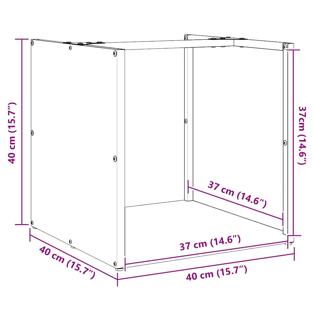 vidaXL Brandhoutrek 40x40x40 cm koudgewalst staal zwart