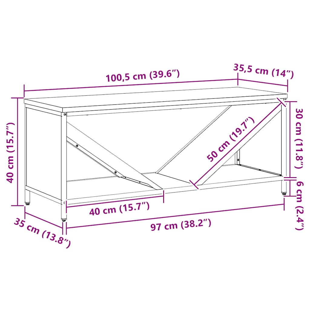 vidaXL Brandhoutrek met houten blad 100,5x35,5x40 cm zwart