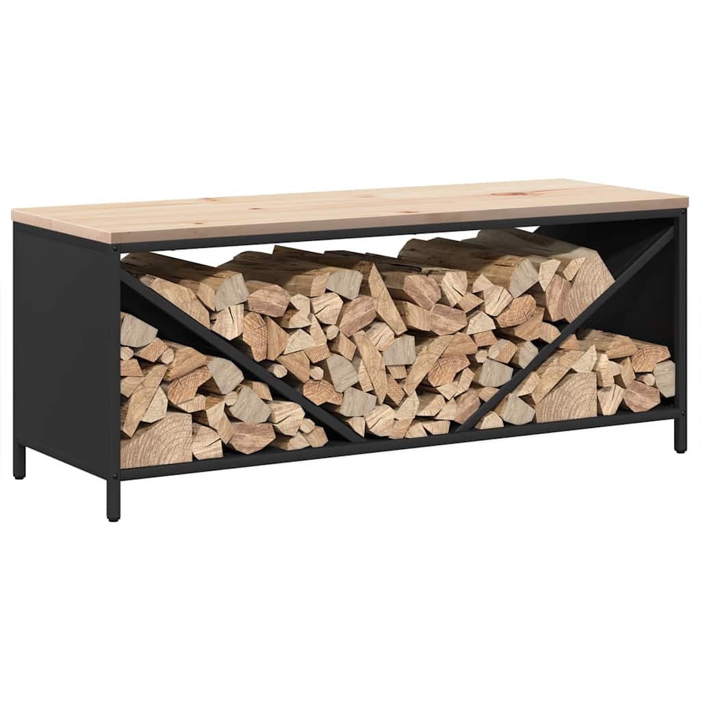 vidaXL Brandhoutrek met houten blad 100,5x35,5x40 cm zwart