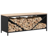 vidaXL Brandhoutrek met houten blad 100,5x35,5x40 cm zwart