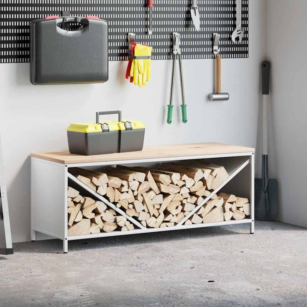 vidaXL Brandhoutrek met houten blad 100,5x35,5x40 cm zwart