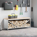 vidaXL Brandhoutrek met houten blad 100,5x35,5x40 cm zwart