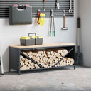 vidaXL Brandhoutrek met houten blad 100,5x35,5x40 cm zwart
