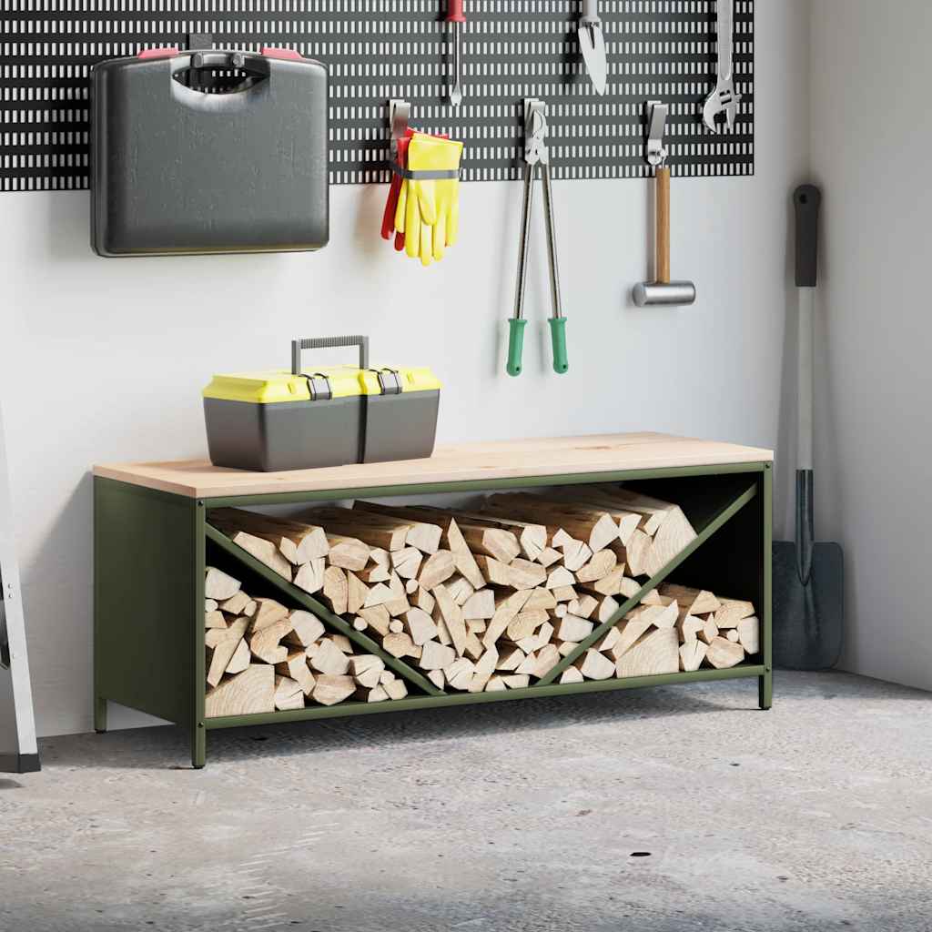 vidaXL Brandhoutrek met houten blad 100,5x35,5x40 cm zwart