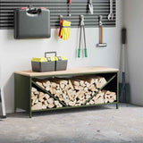 vidaXL Brandhoutrek met houten blad 100,5x35,5x40 cm zwart