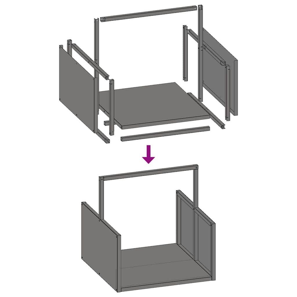 vidaXL Brandhoutrek 40x40x40 cm koudgewalst staal zwart
