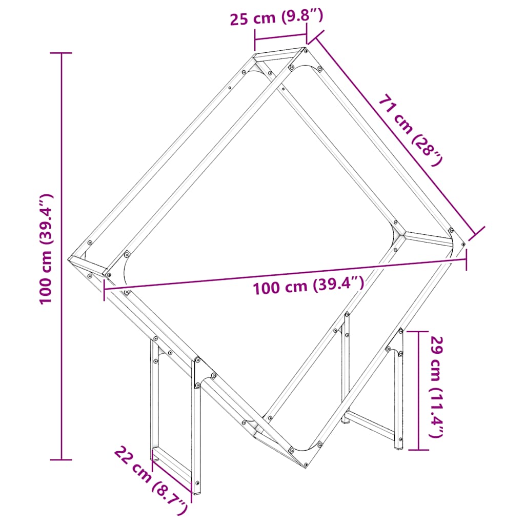 vidaXL Brandhoutrek 50x25x50 cm koudgewalst staal wit
