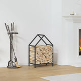 vidaXL Brandhoutrek 40x25x60 cm koudgewalst staal zwart