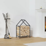 vidaXL Brandhoutrek 40x25x60 cm koudgewalst staal zwart