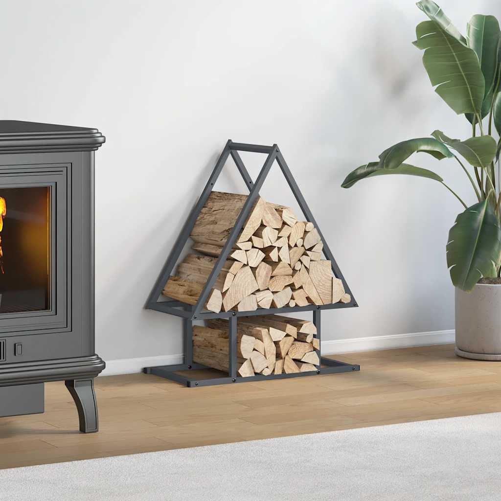vidaXL Brandhoutrek 50x25x60 cm koudgewalst staal zwart