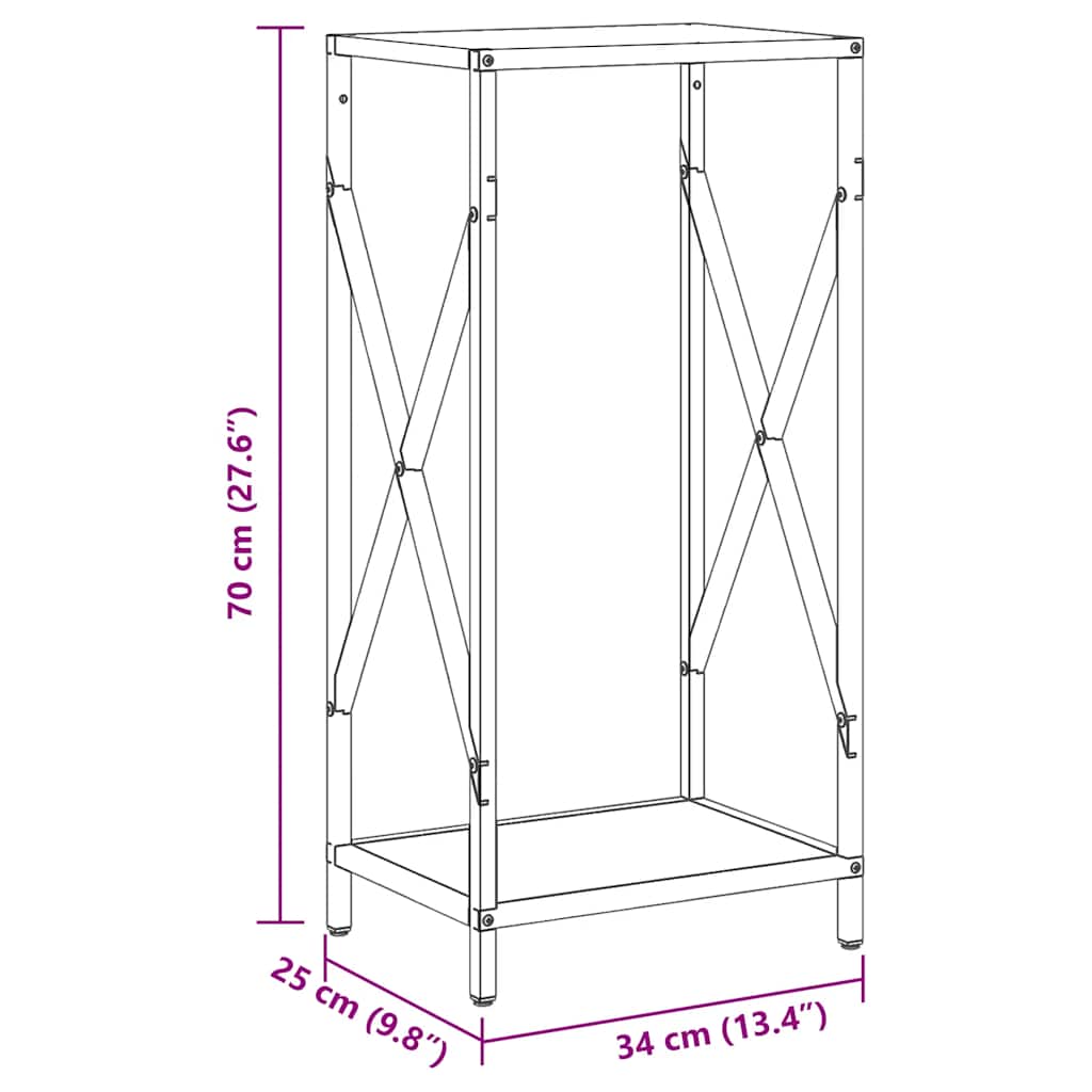 vidaXL Brandhoutrek 34x25x70 cm koudgewalst staal zwart