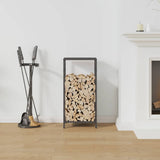 vidaXL Brandhoutrek 34x25x70 cm koudgewalst staal zwart