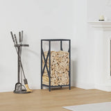 vidaXL Brandhoutrek 34x25x70 cm koudgewalst staal zwart
