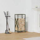 vidaXL Brandhoutrek 34x25x70 cm koudgewalst staal zwart