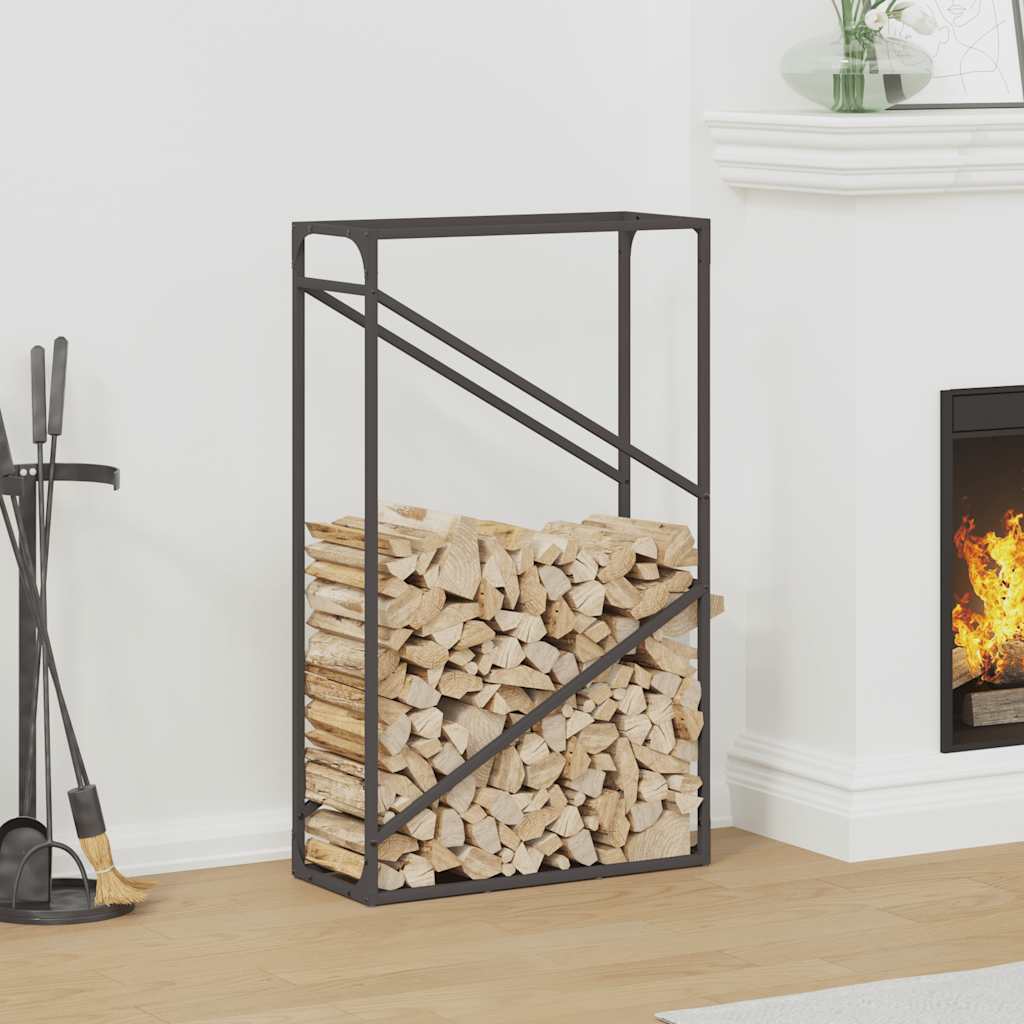 vidaXL Brandhoutrek 60x25x100 cm koudgewalst staal zwart