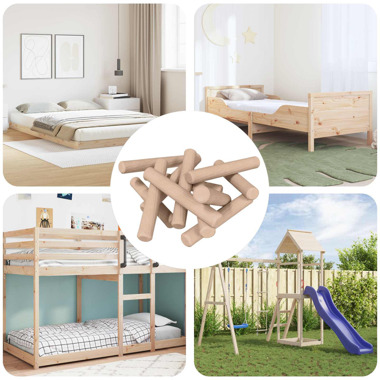 vidaXL Houten deuvels 2 pcs Naturel Ø 6 x 40 mm Massief hout