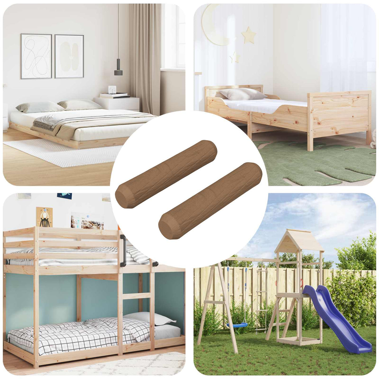 vidaXL Houten deuvels 2 pcs Naturel Ø 6 x 40 mm Massief hout