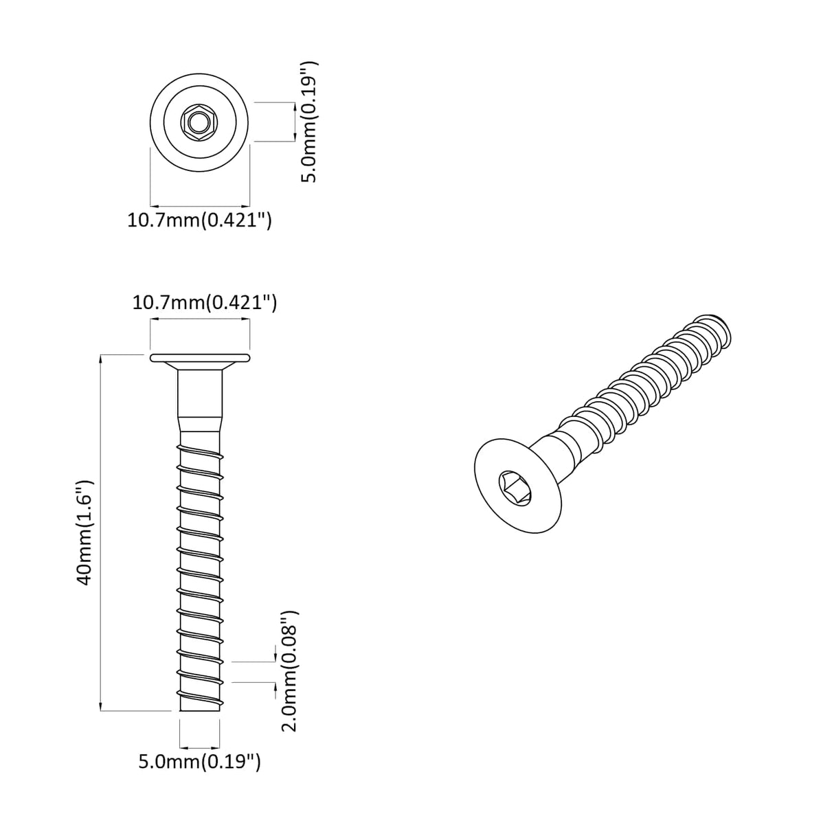 vidaXL Confirmatschroeven 2 pcs Zilver Ø5 x 40 mm Metaal