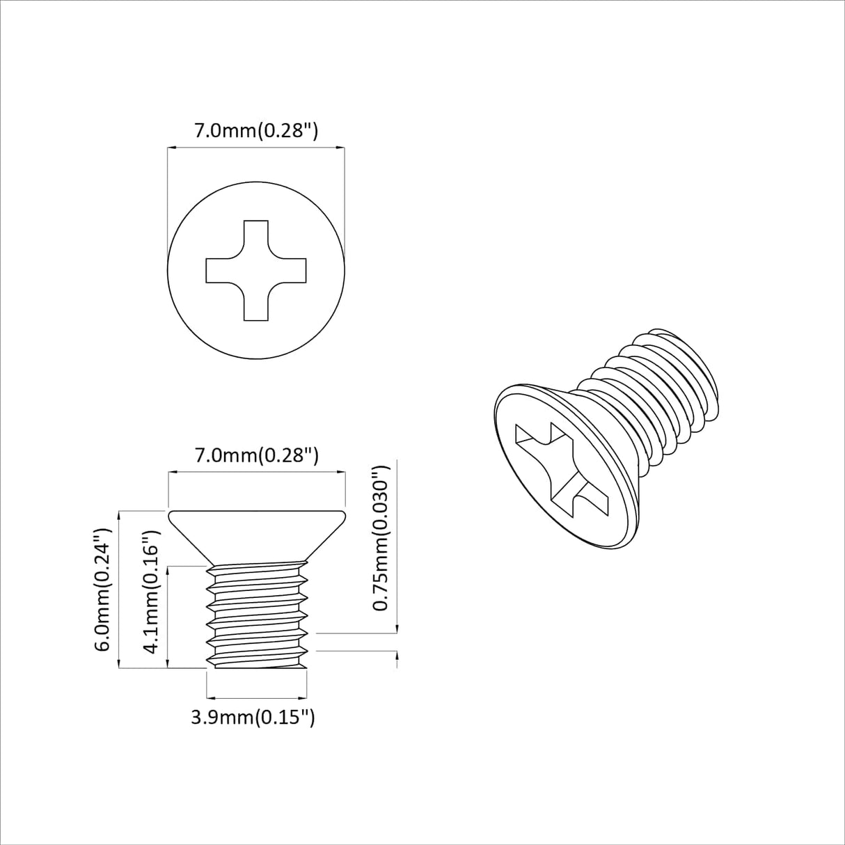 vidaXL Countersunk head screws 2 pcs Silver M4 x 6 mm Steel