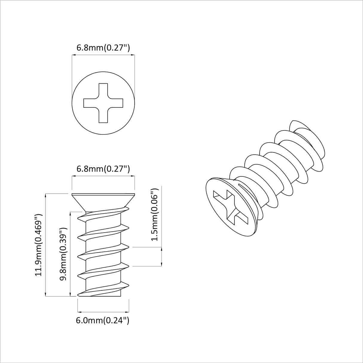 vidaXL Schroef 2 pcs Zilver M6 x 12 mm IJzer