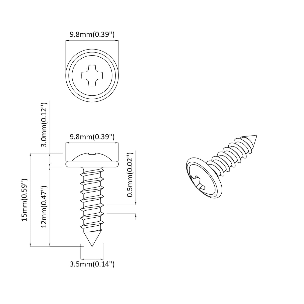 vidaXL Zelftappende Nagel 2 pcs Zwart 3,5 x 12 mm IJzer