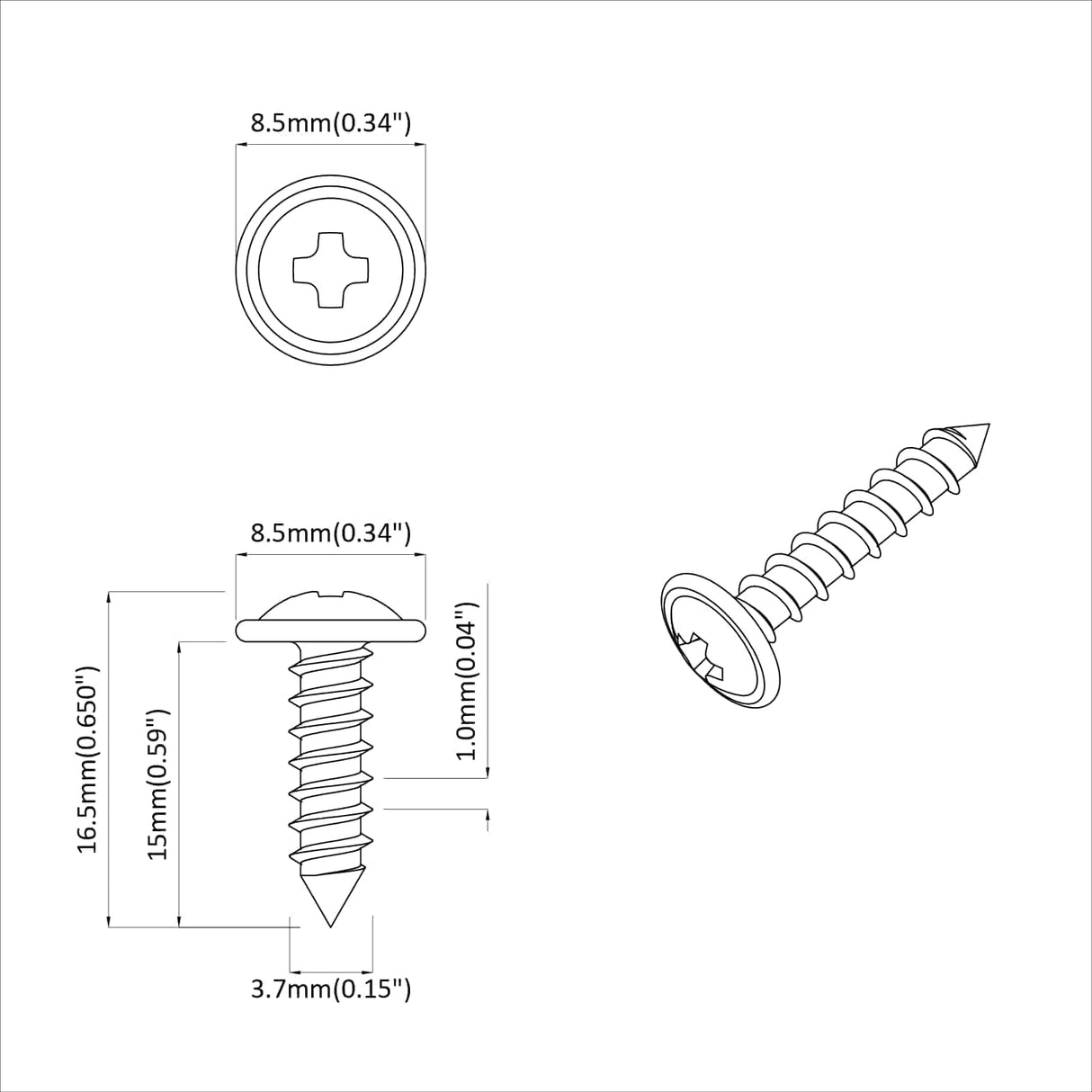 vidaXL Schroef 2 pcs Zilver M4 x 16 mm Staal