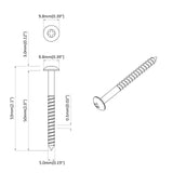 vidaXL Houtschroef 2 pcs Zilver 9,8 x 53 mm Staal