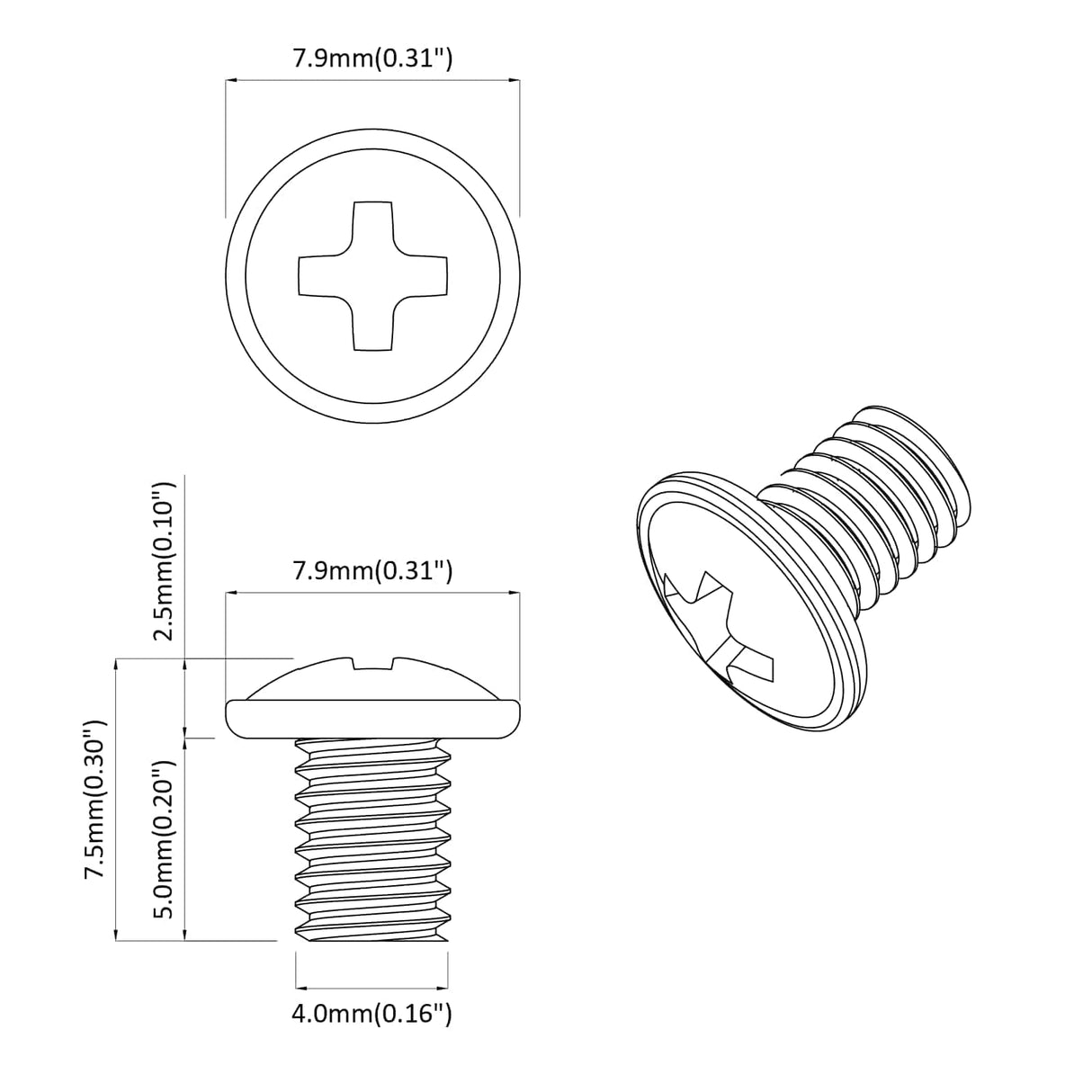 vidaXL Lockscrews 2 pcs Zilver M4 x 5 mm IJzer