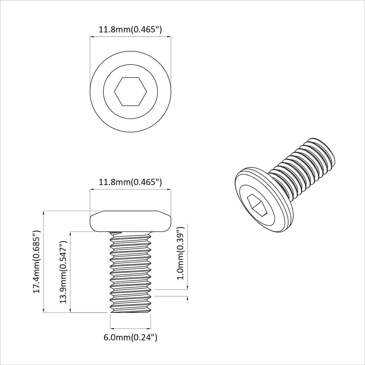 vidaXL Head Locking Screw 2 pcs Silver M6 x 15 mm Steel