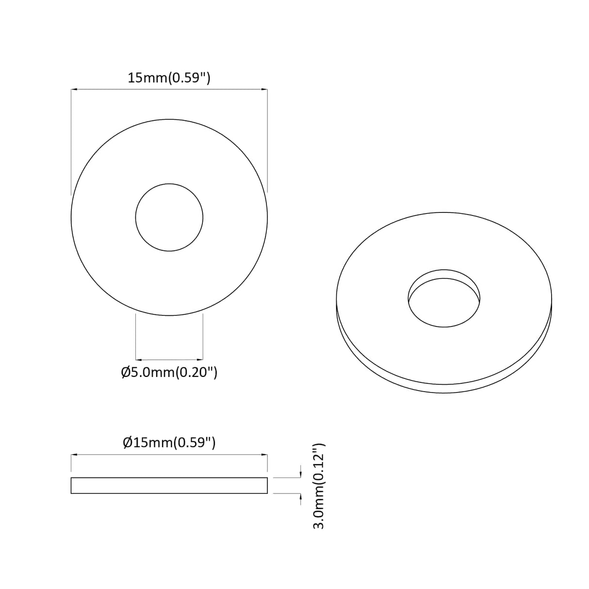 vidaXL geschikt voor Platte Ring 2 pcs Zwart ∅15 x 3 mm PVC Copolymeer