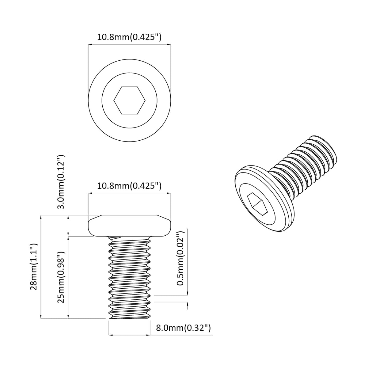 vidaXL Screw 2 pcs Silver 8 x 25 mm Steel