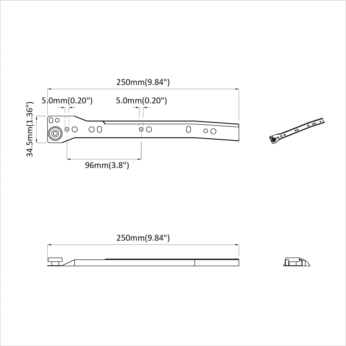 vidaXL Ladegeleider 2 pcs Wit 250 mm Staal